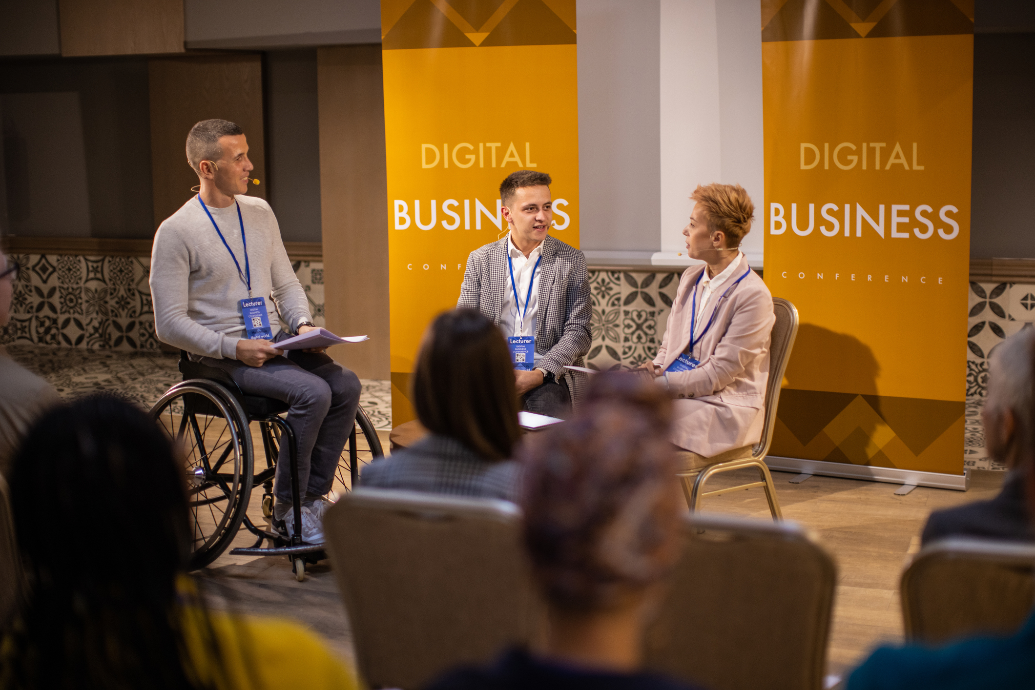 Panel discussion during business conference in the convention center