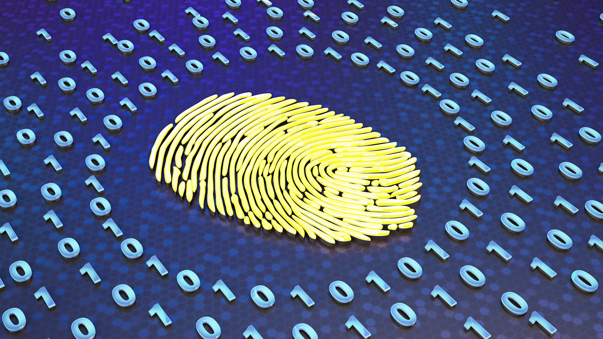 Digital Finger Print with Binary Code. 3D Render