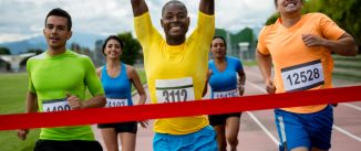 Group of people running a marathon